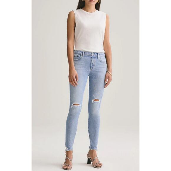 Agolde Pants - Agolde Women's Denim Jeans 25 'Sophie' Mid-Rise Skinny Organic Cotton Light Wash